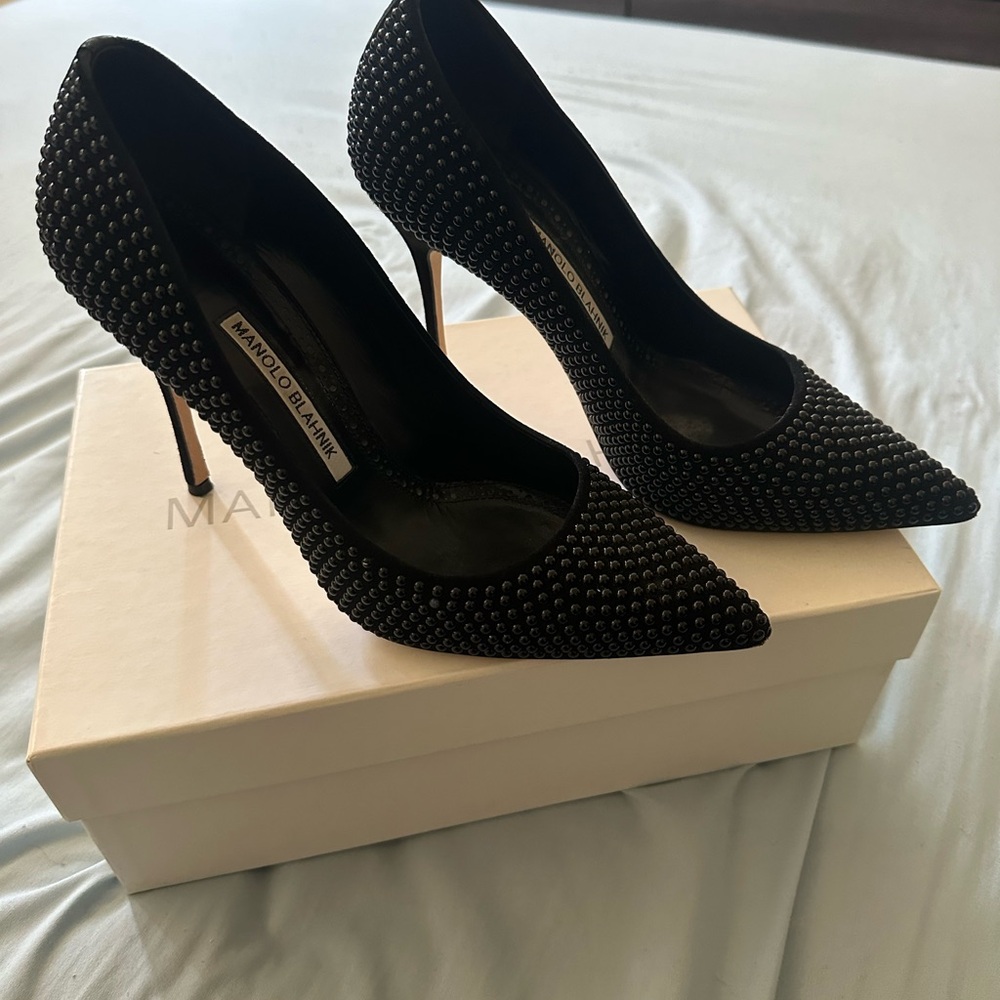 Manolo Blahnik Black Studded Heels